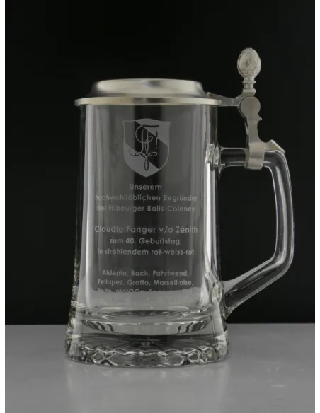 Bierseidel mit Zinndeckel